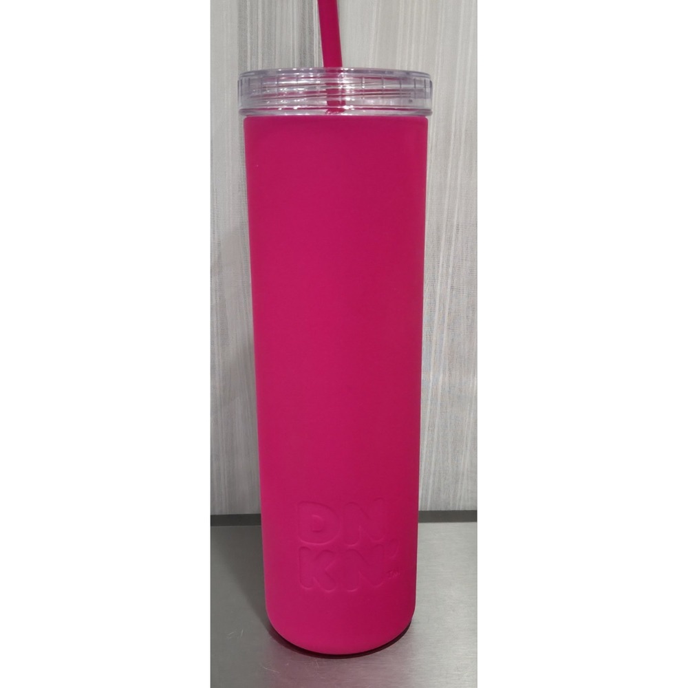 Dunkin Donuts Slim Pink Silicone Sipper 27oz